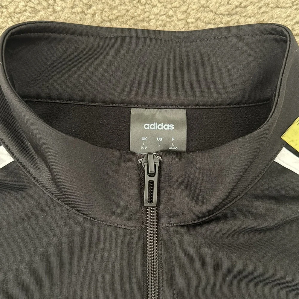 Adidas Fitted Black W/ Logo Track Jacket / Size L - Picture 6 of 7